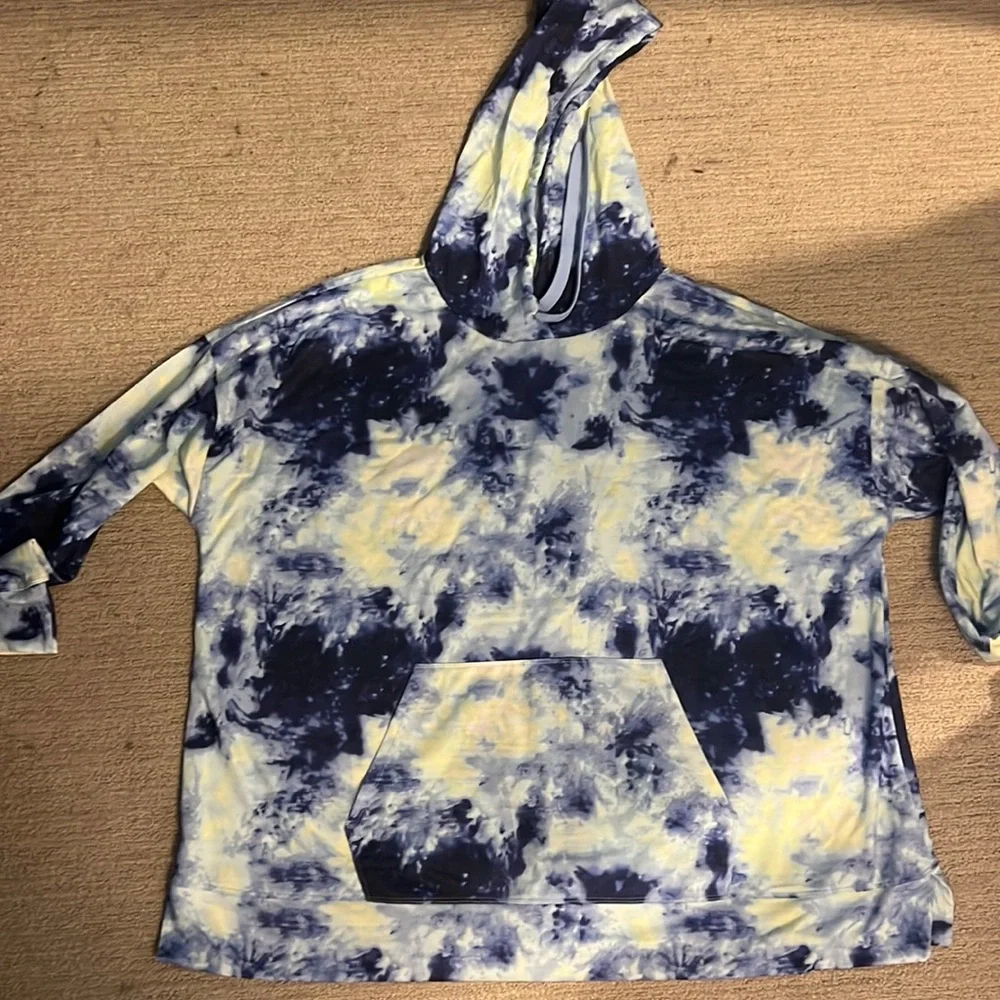 Thin hooded sweatshirt, blue/light green tie dye - Picture 1 of 1